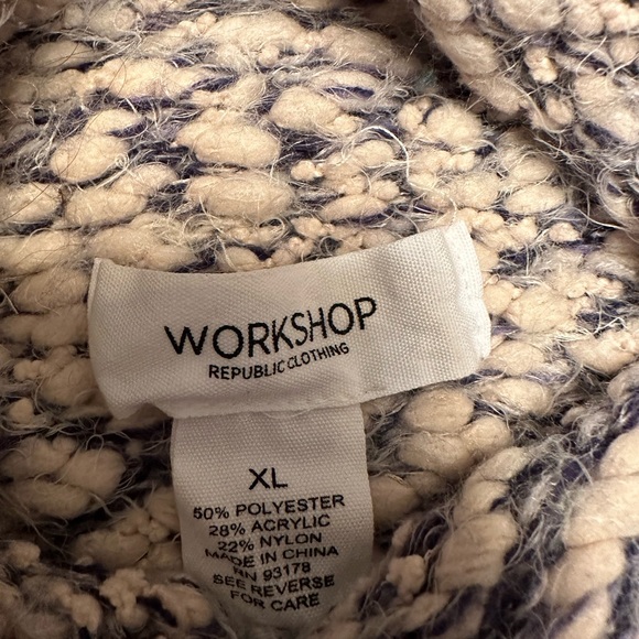 Workshop Republic Clothing. Multicolored Cream/Dark Blue/Violet, eyelash sweater - Picture 2 of 4